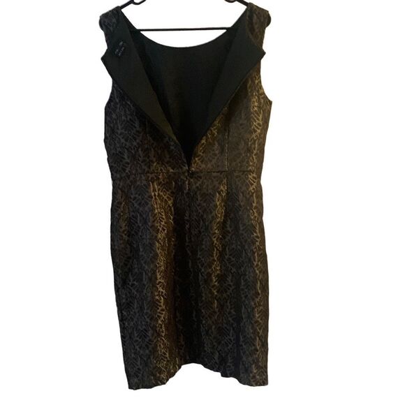 Pre Owned Women’s Max Cleo Zip Sleeveless Dress Gold Black Size 14 Festive Fun - Picture 6 of 12